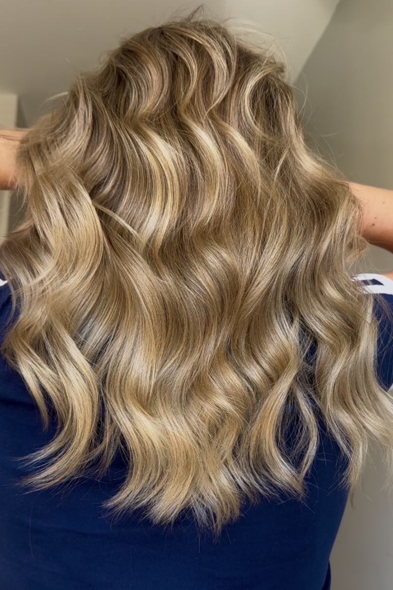 Dimensional blonde highlights, from the back